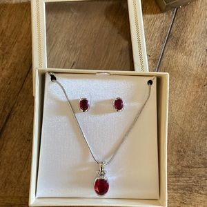 NIB ruby necklace and matching earrings